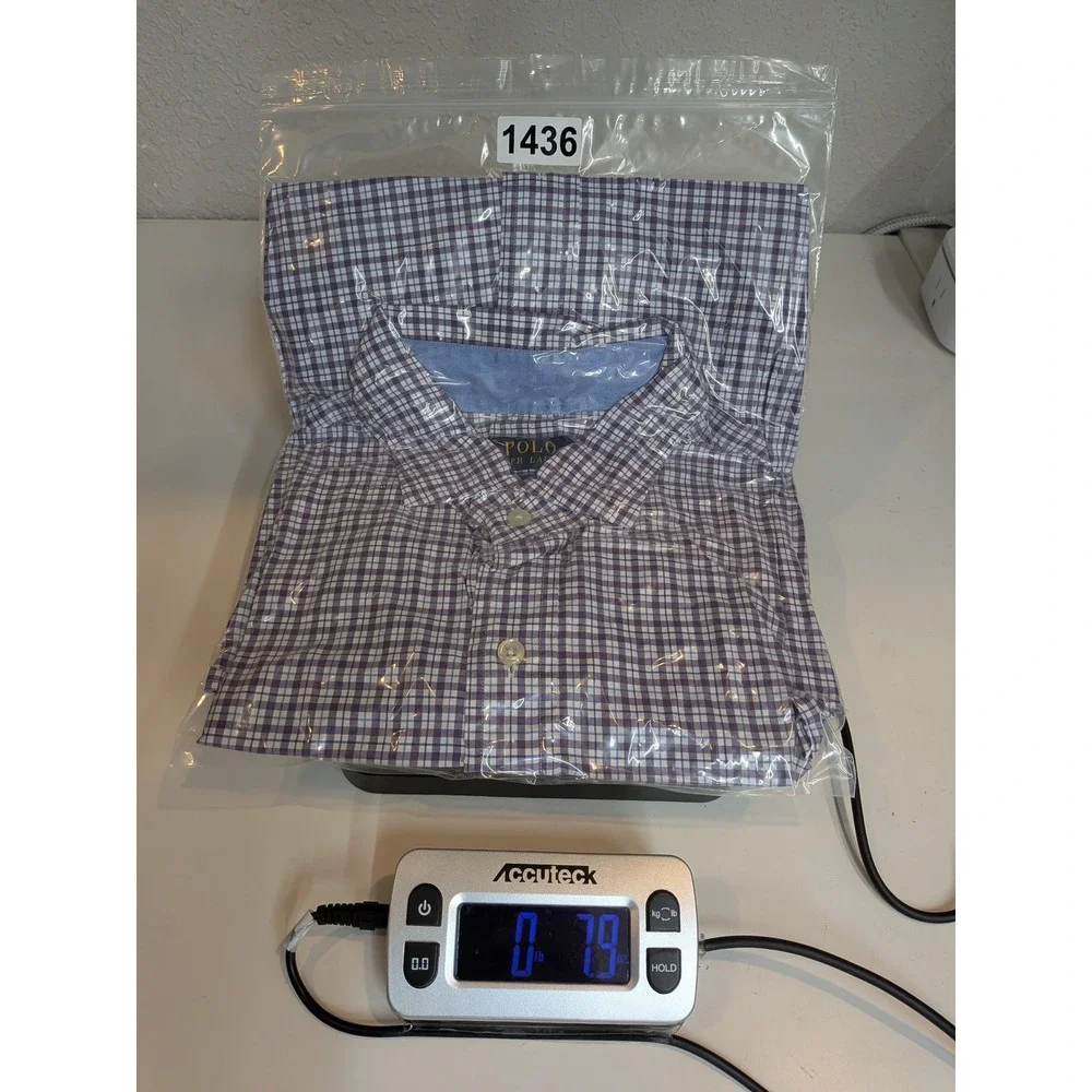 Polo Ralph Lauren Stretch Button Down Shirt Plaid Checkered Long‎ Sleeve L